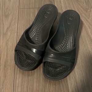 Crocs Women Black Kadee Wedge Slip-on Slide Sandal Size 7